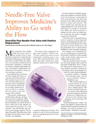 Needle-Free Valve Improves Medicine’s Ability to Go with the Flow